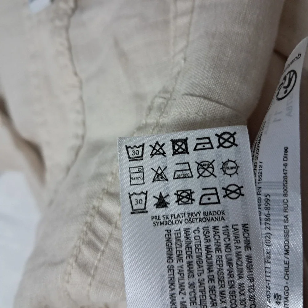 NWT Mango MNG Pants Womens 12 Beige Maneli Wide‎ Leg Linen Blend Work Minimalist